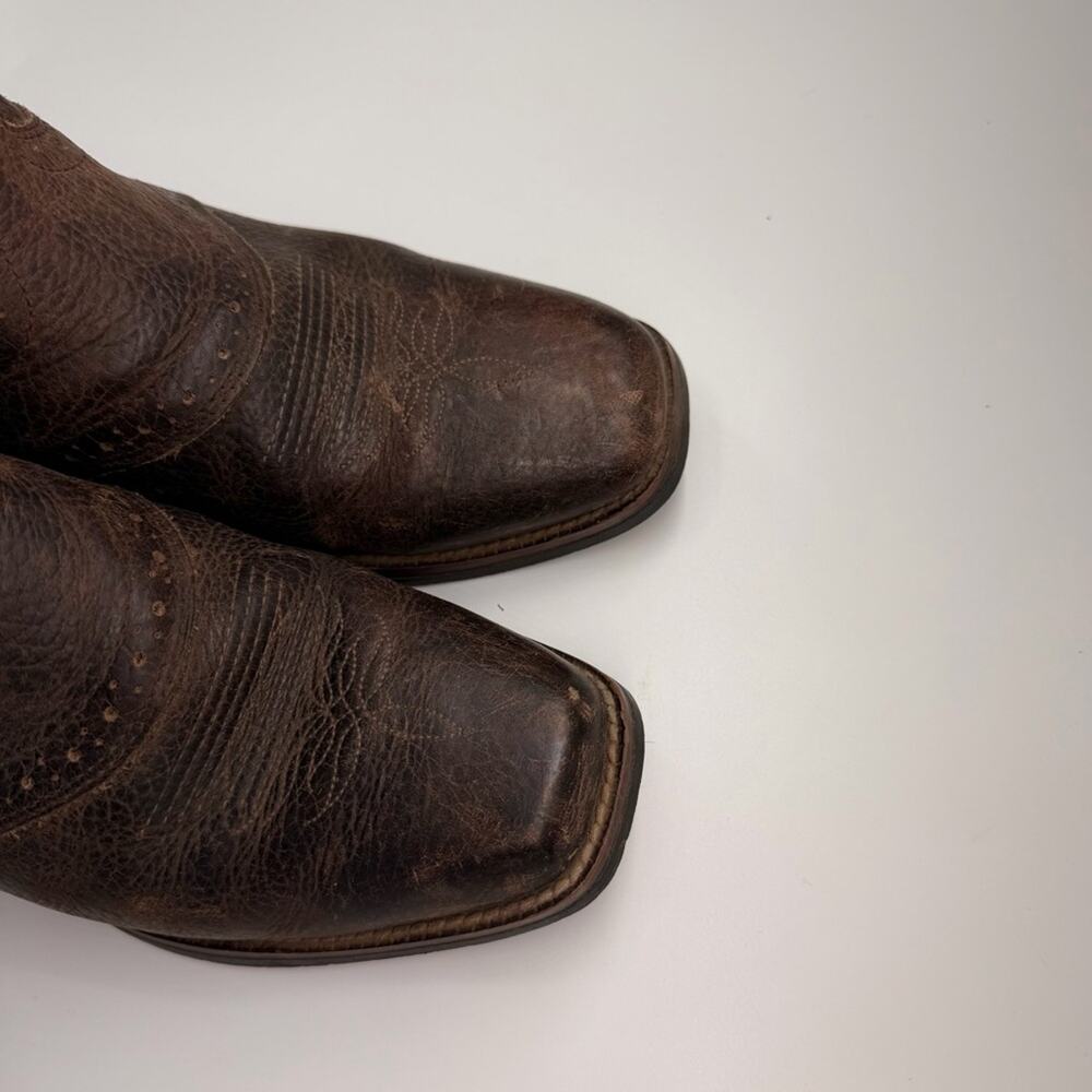 Justin Boots Women’s QuickDraw Western Boots in Chocolate Brown Pink Stitching - Picture 6 of 14